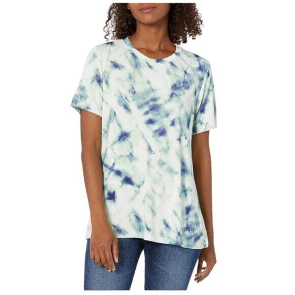 Johnny Was Marble Tie Dye Print Oversized Bamboo Blend Short Sleeve Tee XS